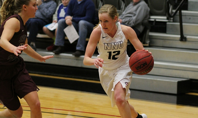 Northwest Nazarene's Taylor Simmons ranks 14th in Division II in steals per game (2.89) and 24th in total steals (52).